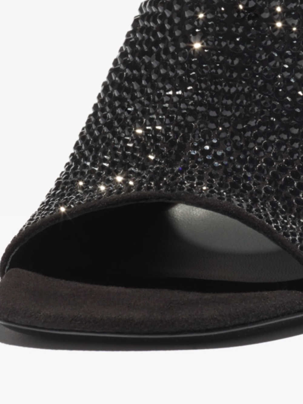 Women's Black Crystal Embellished Open-Toe Sandals